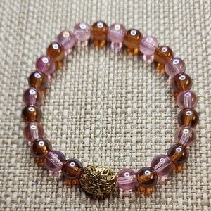 Elegant Pink and Brown Beaded Bracelet